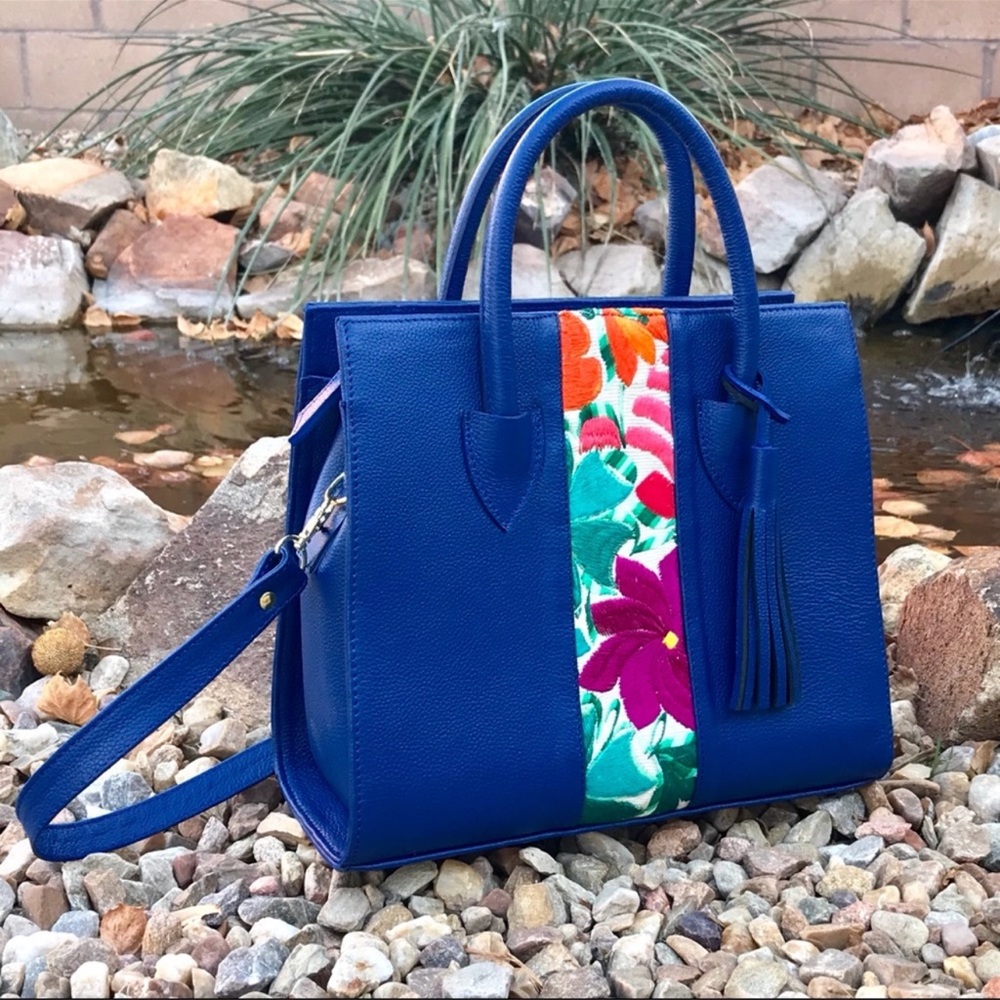 Mexican style blue handbag